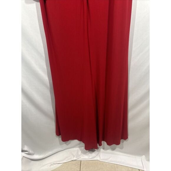 NWT $378 La Femme Curve‎ [ 20W ] Plunging V-neck Jersey Sheath Gown Red